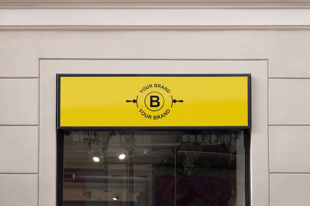 Logo mockup on facade or storefront