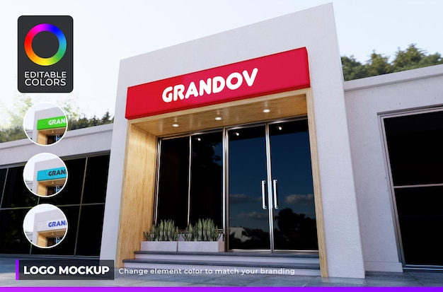 Logo mockup front store or small office with day light