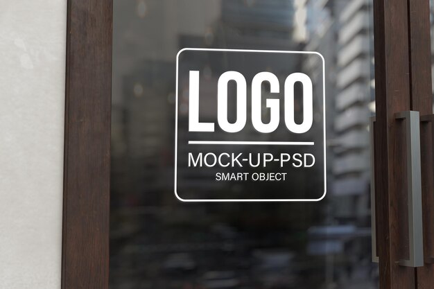 Logo mockup on the glass door