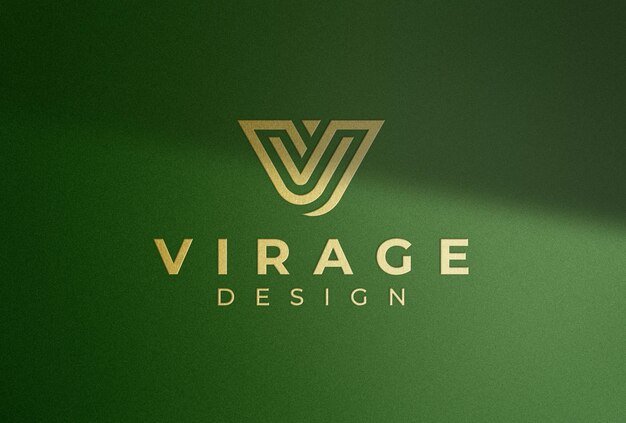 Logo mockup golden logo with shadow