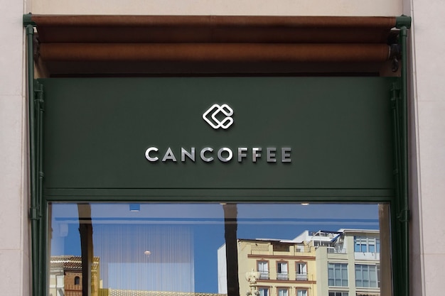 Logo mockup modern dark green facade sign