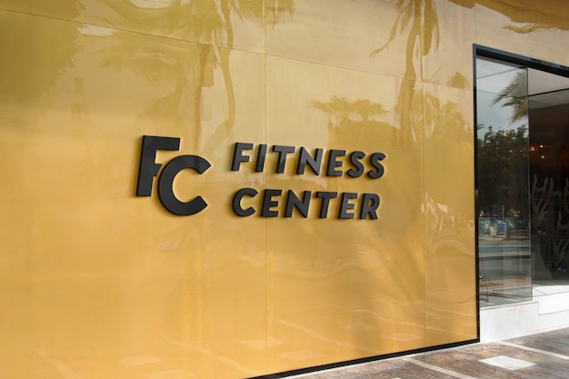 Logo mockup modern yellow facade sign