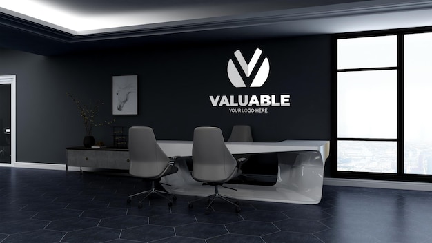 Logo mockup in the office manager wall interior office design