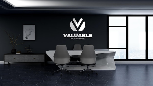 Logo mockup in the office manager wall interior office design