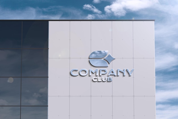 Logo on modern big building - signboard mockup