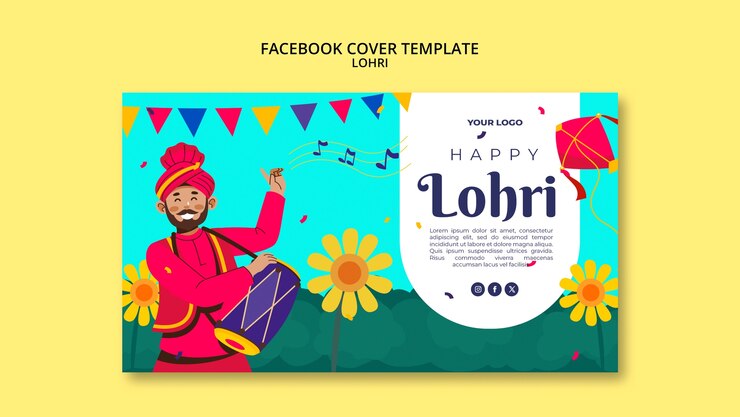 Free PSD lohri celebration facebook cover template