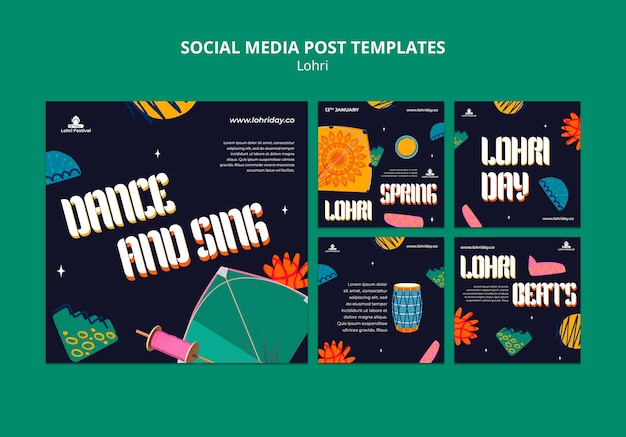 Free PSD lohri celebration  instagram posts