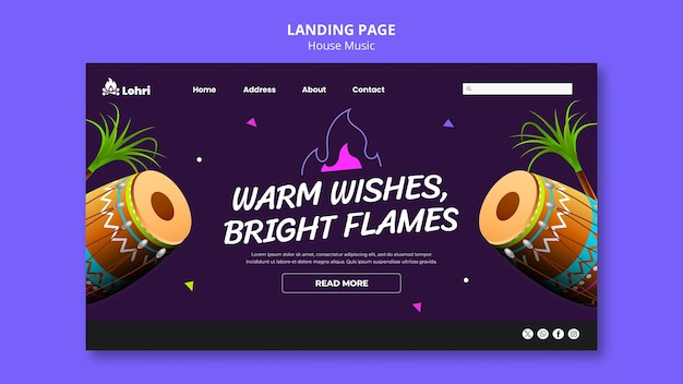 Free PSD lohri celebration landing page template