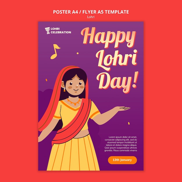 Free PSD lohri celebration  poster template