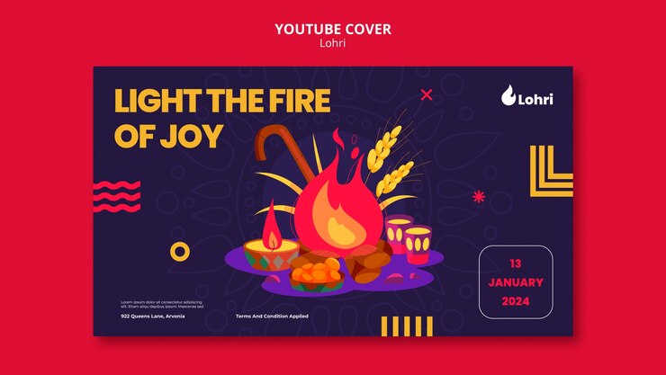 Free PSD lohri celebration  youtube cover template