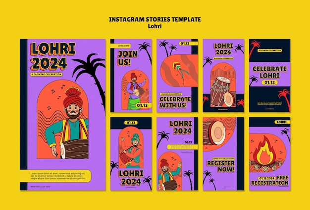 PSD gratuito celebrazione della festa di lohri storie su instagram