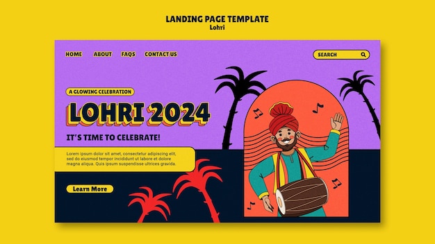 Free PSD lohri festival celebration landing page template