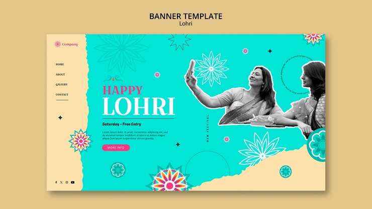 मुफ़्त PSD lohri festival celebration landing page template