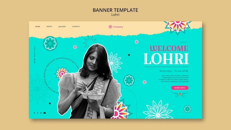 मुफ़्त PSD lohri festival celebration landing page template