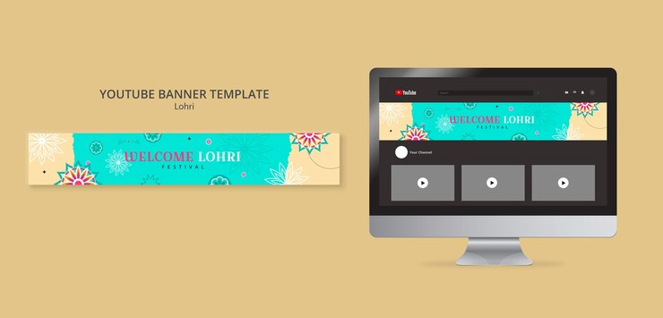 मुफ़्त PSD lohri festival celebration youtube banner