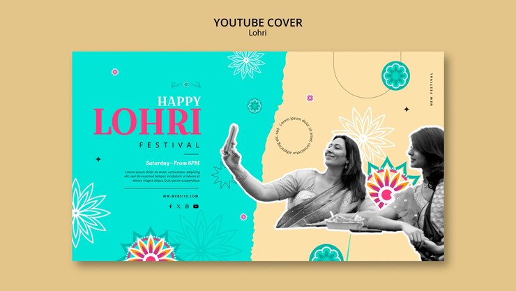 मुफ़्त PSD lohri festival celebration youtube cover