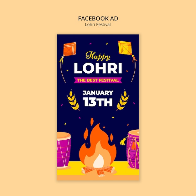 Дизайн шаблона рекламных объявлений на фестивале Lohri