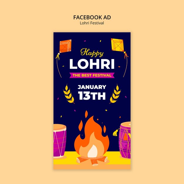 Дизайн шаблона рекламных объявлений на фестивале Lohri