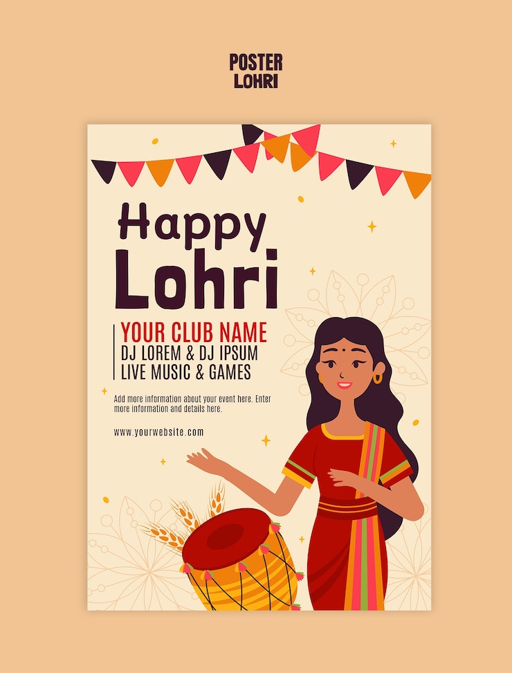 मुफ़्त PSD lohri  template design