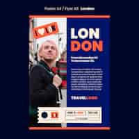 Бесплатный PSD Лондон туристический вертикальный шаблон плаката