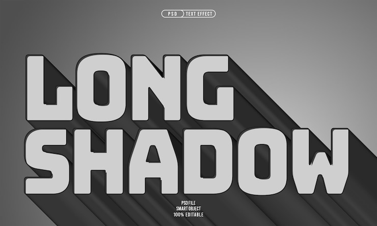 Free PSD long shadow 3d editable text effect