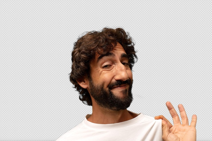 Free PSD looking arrogant successful positive and proud pointing to self