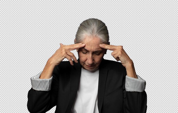 looking concentrated thoughtful and inspired brainstorming and imagining with hands on forehead