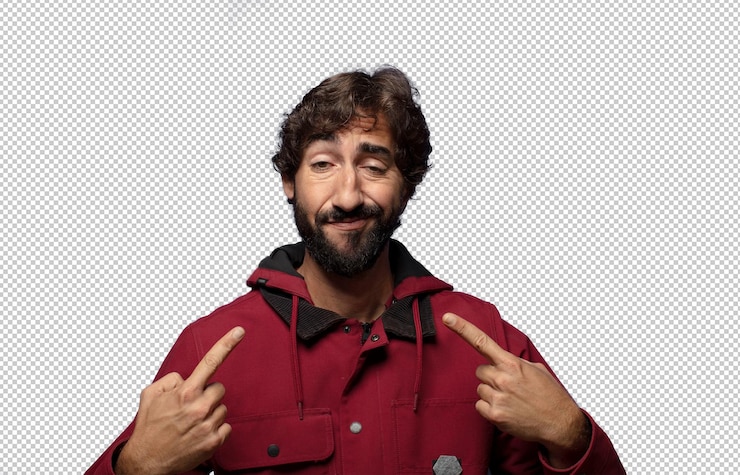 Free PSD looking proud arrogant happy surprised and satisfied pointing to self feeling like a winner