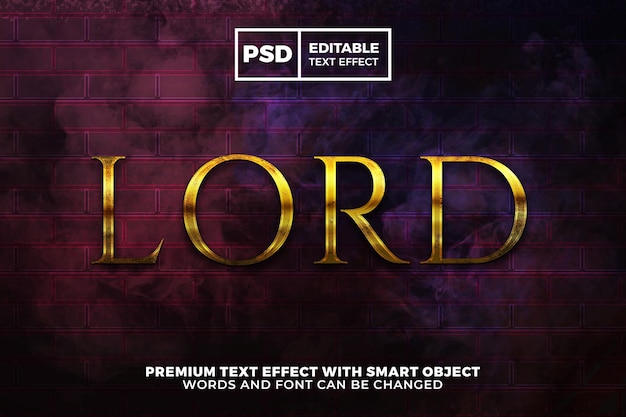 Lord ancient gold editable text effect style