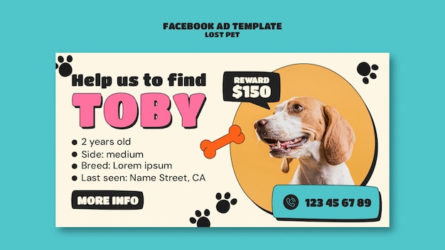 Free PSD lost pet  facebook template