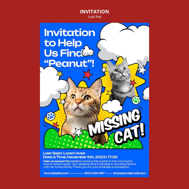 Lost pet  invitation template