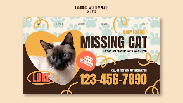 Lost pet  landing page template