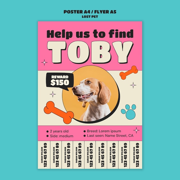 Free PSD lost pet  poster template