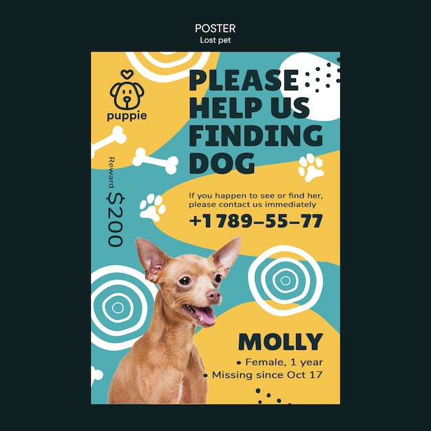 Free PSD lost pet template design