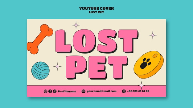 PSD gratuito template di copertina di youtube per animali domestici persi