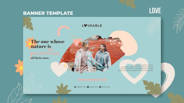 Love banner template with photo