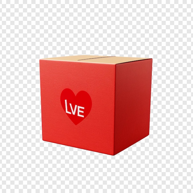 Бесплатный PSD Коробка любви, изолированная на прозрачном фоне