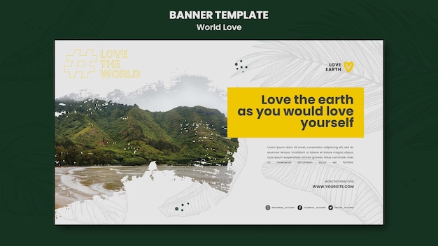 Free PSD love the earth banner template