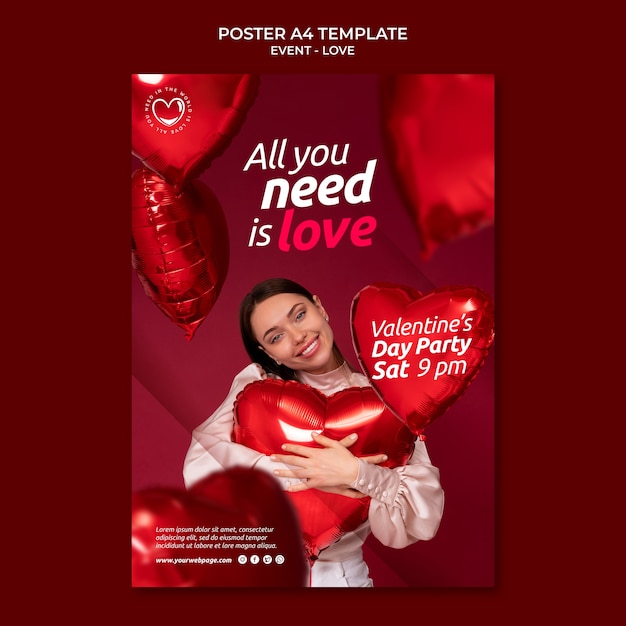 Modello di poster per eventi d'amore