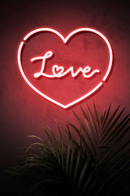 Free PSD love neon sign