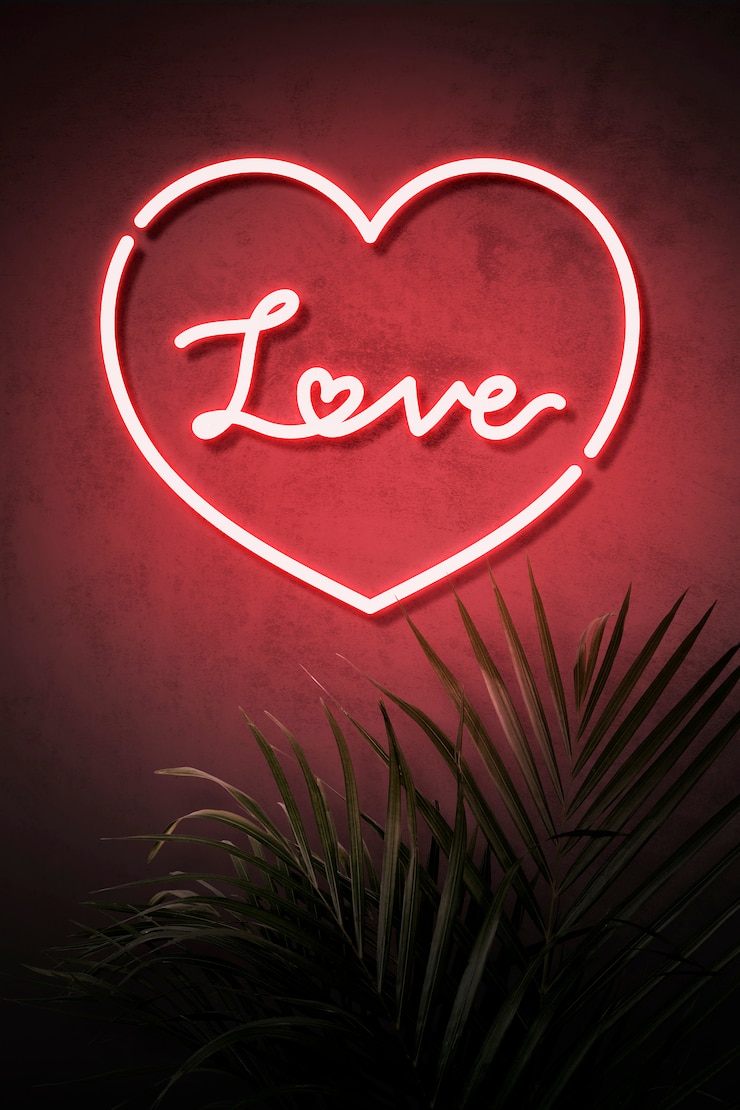 Free PSD love neon sign