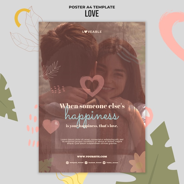 Free PSD love print template with photo