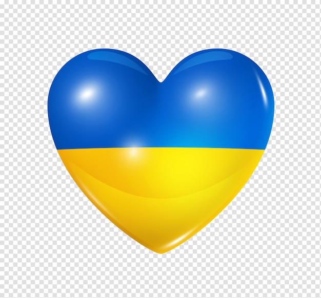 Любовь украина символ 3d сердце значок флага, изолированные на белом с обтравочный контур