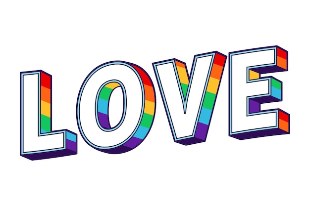 Free PSD love word illustrated