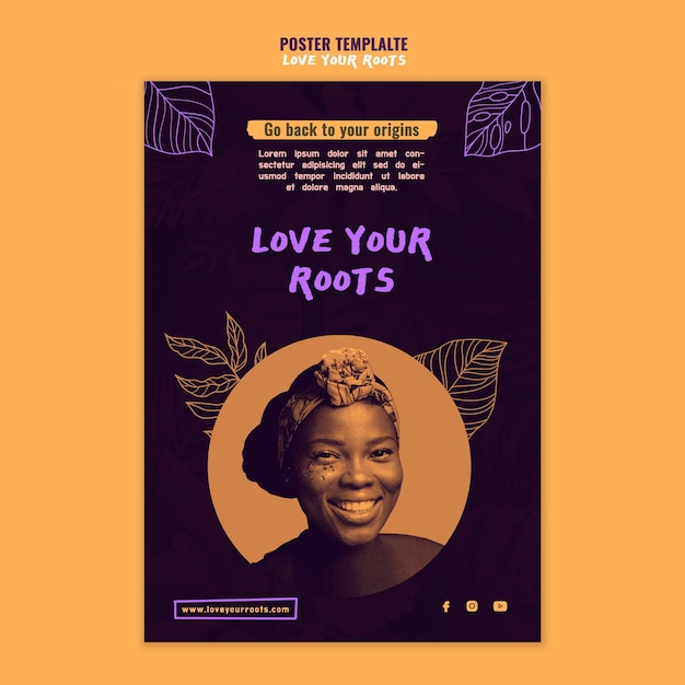Free PSD love your roots flyer template