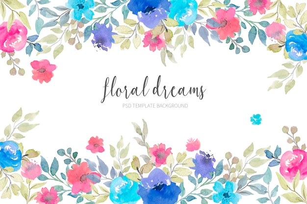 Lovely floral background with watercolor flowers