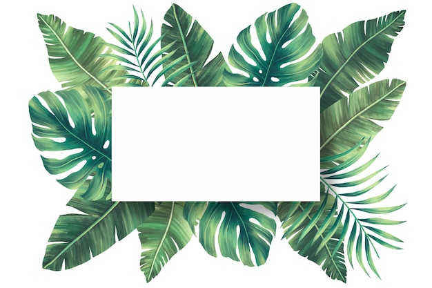 Lovely natural frame with tropical leaves