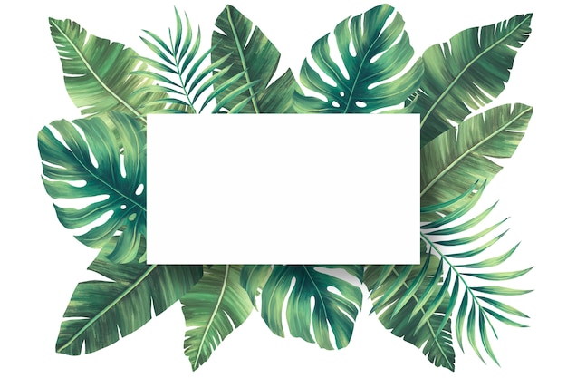 Lovely Natural Frame with Tropical Leaves