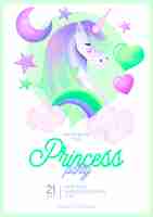 Free PSD lovely princess party invitation template