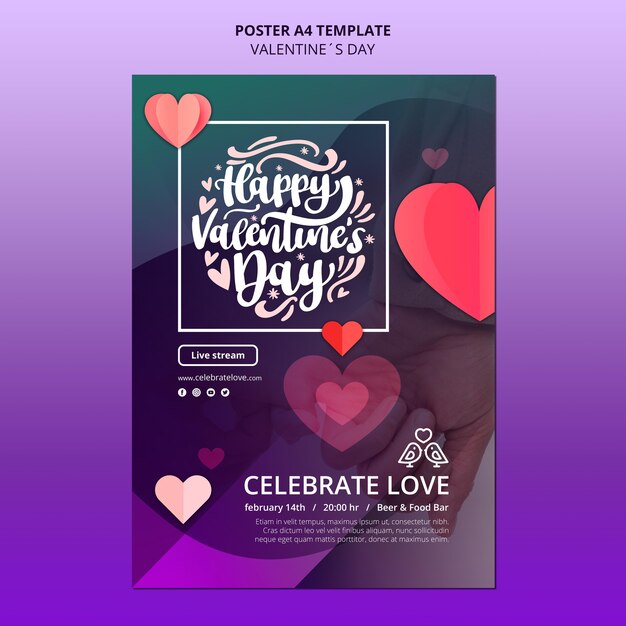 Lovely valentine's day poster template with photo